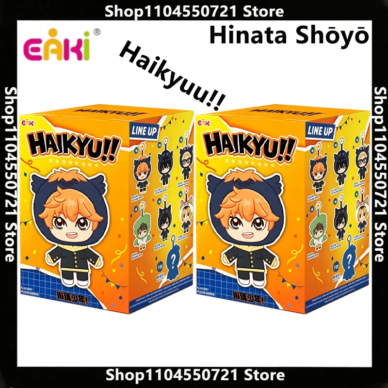 En stock, authentique EAKi Haikyuu !! Boîte mystère en peluche Mascotte, Porte-clés pendentif en vinyle doux et mignon, Cadeau de collection Hinata Shoyo
