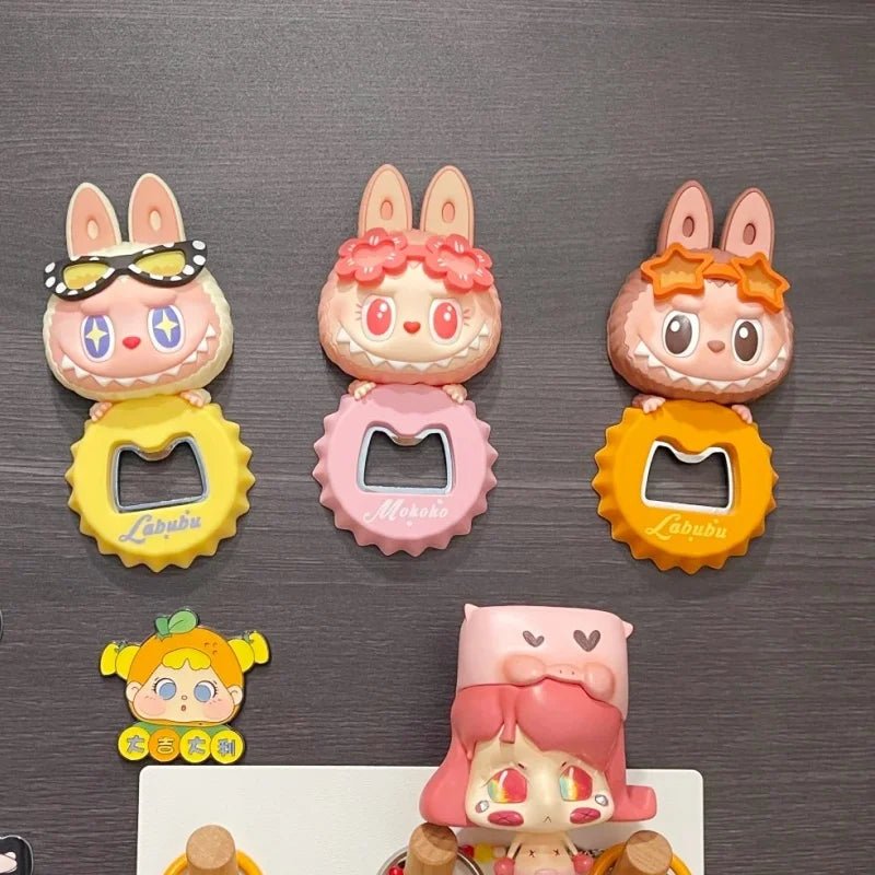 POP MART Série Pop Land Labubu Mokoko Shine Through Summer Jump Into Summer Décapsuleur Aimant de Réfrigérateur Boîte Mystère Figurine Jouet Cadeau