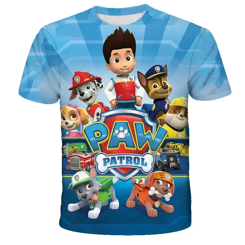 PAW Patrol jouet chien enfants vêtements hauts garçon T-shirt impression 3D pat patrouille t-shirts Anime à manches courtes bébé enfant cadeau d'anniversaire