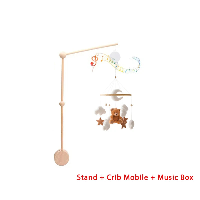 Mobile Musical en Bois pour Lit Bébé – Animaux Marins en Feutre, Hochet Suspendu Montessori