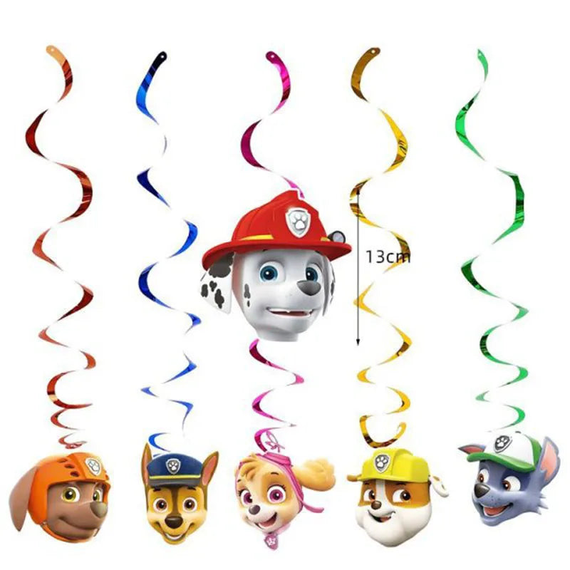 Ensemble de fournitures de fête d'anniversaire Paw Patrol, ballons, toile de fond, assiettes, gobelets, décorations de gâteaux, autocollants Paw Patrol, bannière, cadeaux de fête