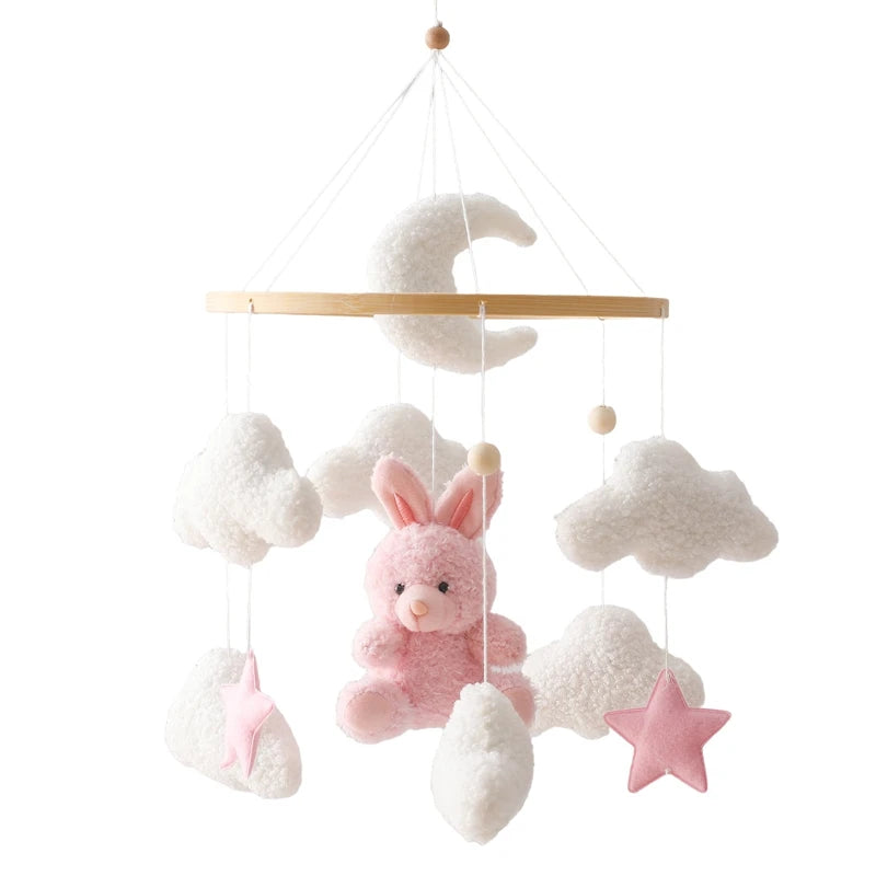 Mobile Musical en Bois pour Lit Bébé – Animaux Marins en Feutre, Hochet Suspendu Montessori