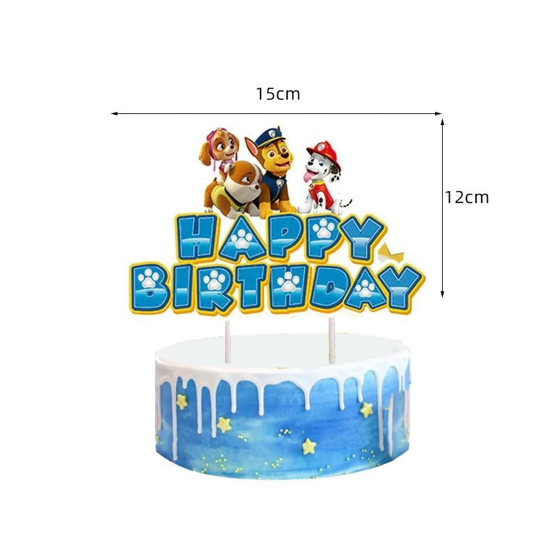 Ensemble de fournitures de fête d'anniversaire Paw Patrol, ballons, toile de fond, assiettes, gobelets, décorations de gâteaux, autocollants Paw Patrol, bannière, cadeaux de fête
