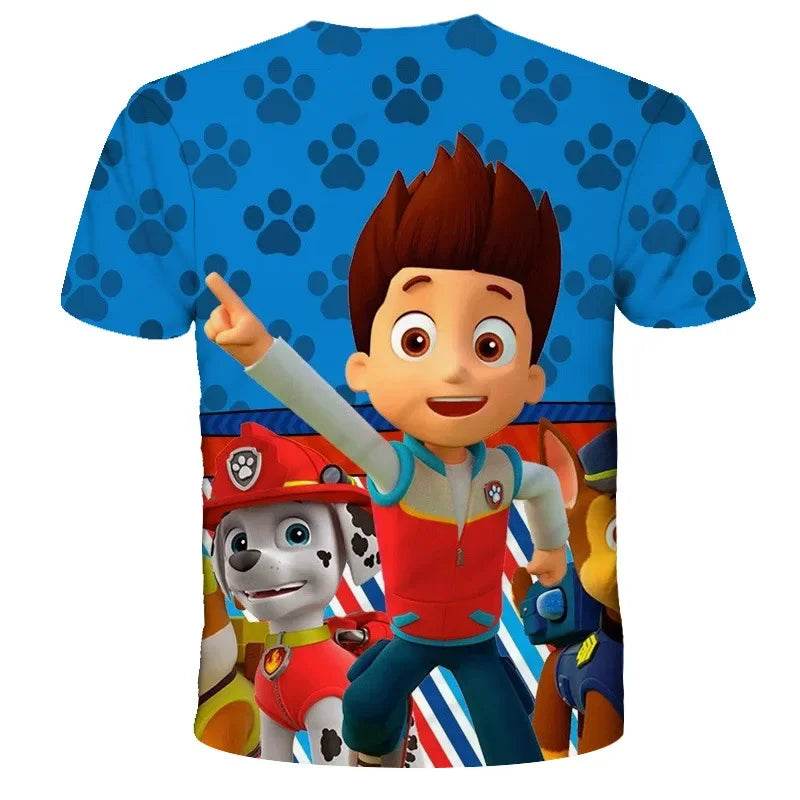 PAW Patrol jouet chien enfants vêtements hauts garçon T-shirt impression 3D pat patrouille t-shirts Anime à manches courtes bébé enfant cadeau d'anniversaire