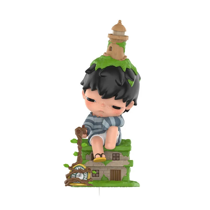 POP MART Nouvelle figurine Hirono Behind Time, décoration de bureau, ornement, jouet en PVC de collection, carte suspendue, cadeau, boîte mystère