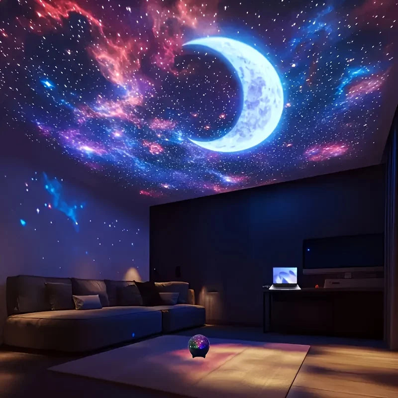 Projecteur Ciel Étoilé & Lune LED – Veilleuse Galaxie Rechargeable pour Chambre Bébé et Enfant