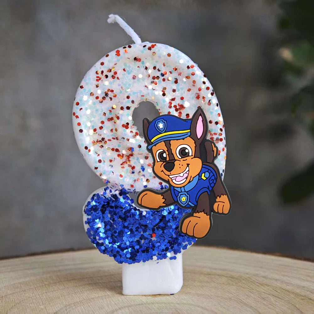 Bougie Paw Patrol 0-9 chiffres, personnage de dessin animé Paw Patrol, gâteau de fête enfichable, décoration de gâteau d'anniversaire, cadeau de réception-cadeau pour bébé