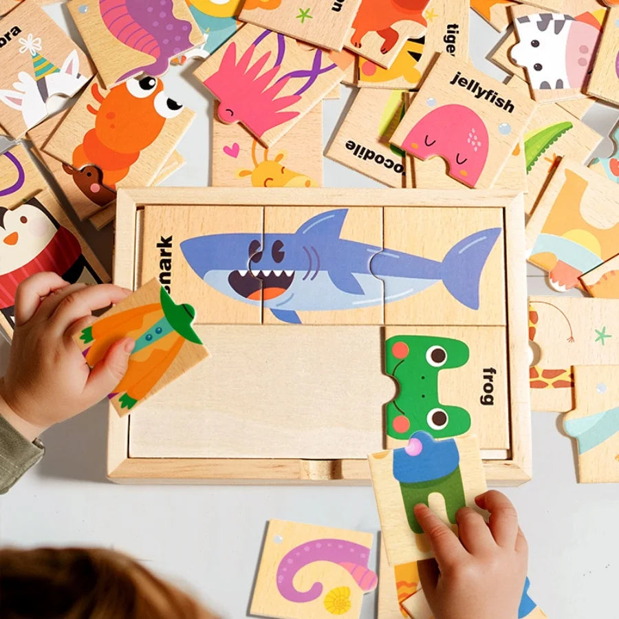 Puzzle Montessori en Bois Animaux – Jeu Éducatif Cognitif et Sensoriel pour Enfants 3 à 6 Ans