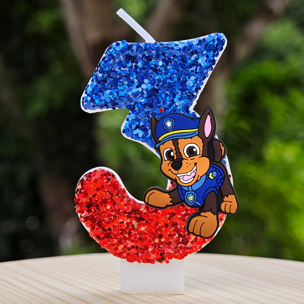 Bougie Paw Patrol 0-9 chiffres, personnage de dessin animé Paw Patrol, gâteau de fête enfichable, décoration de gâteau d'anniversaire, cadeau de réception-cadeau pour bébé
