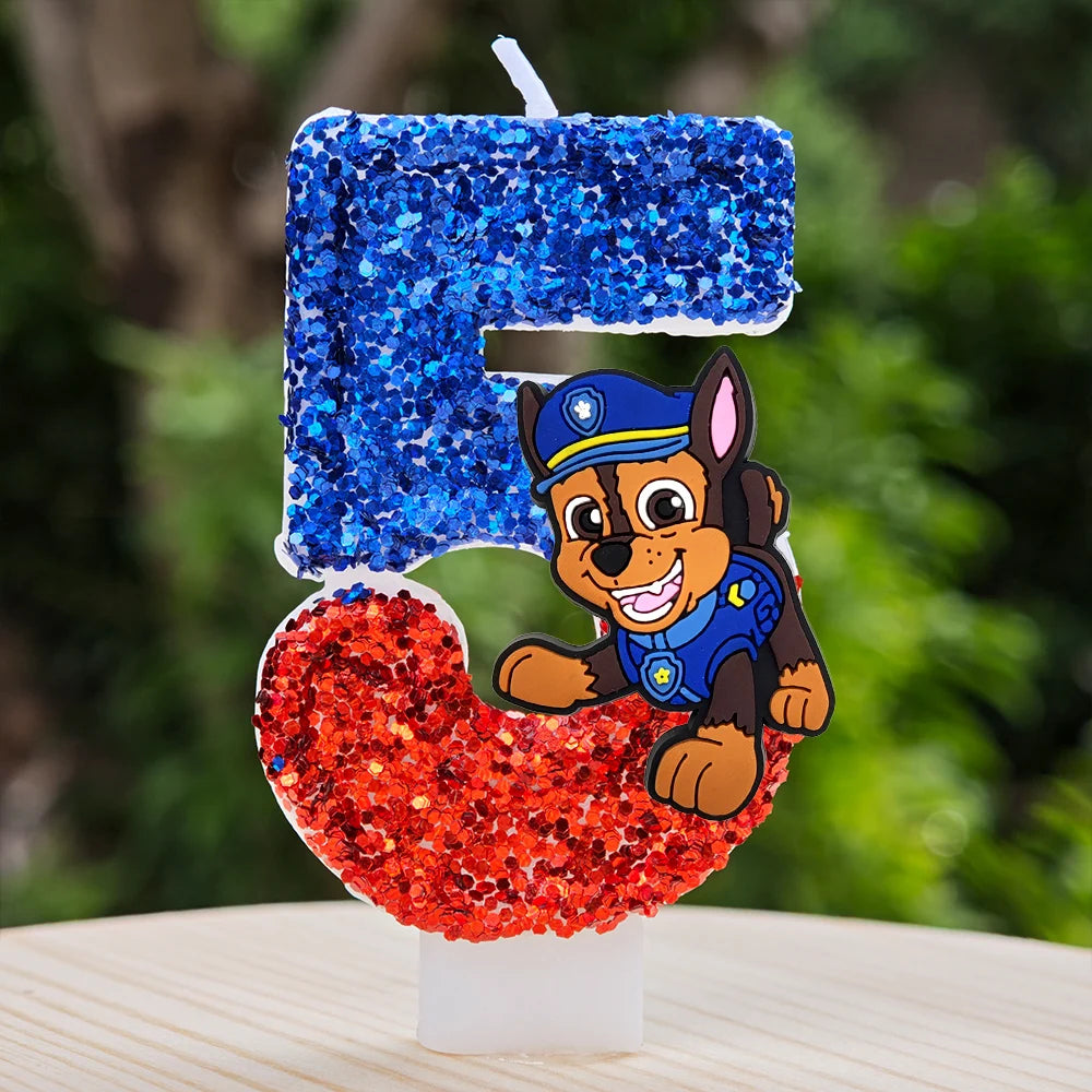 Bougie Paw Patrol 0-9 chiffres, personnage de dessin animé Paw Patrol, gâteau de fête enfichable, décoration de gâteau d'anniversaire, cadeau de réception-cadeau pour bébé
