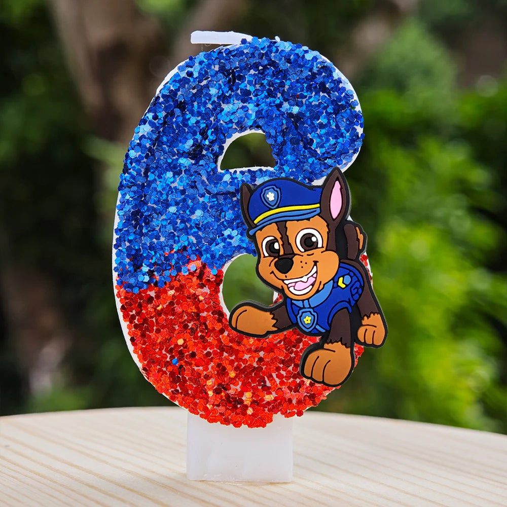 Bougie Paw Patrol 0-9 chiffres, personnage de dessin animé Paw Patrol, gâteau de fête enfichable, décoration de gâteau d'anniversaire, cadeau de réception-cadeau pour bébé