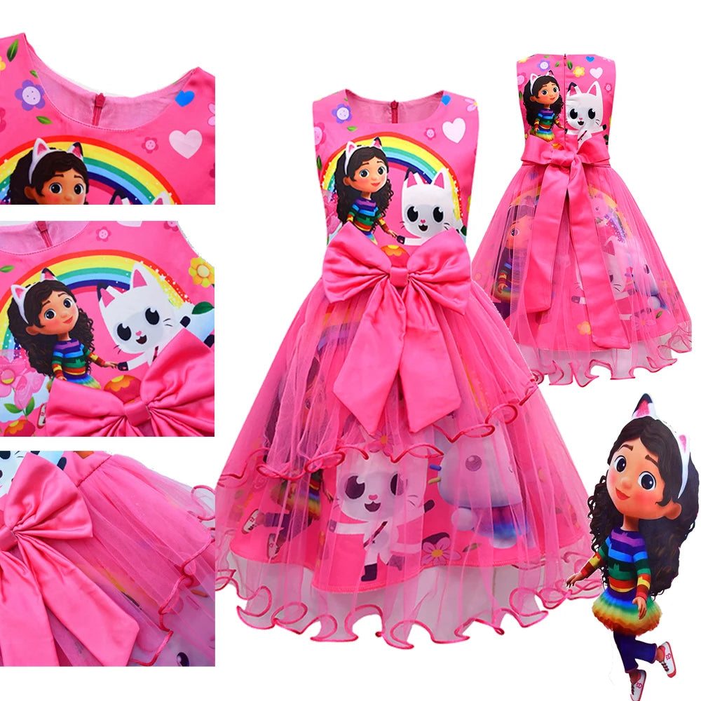 Costume de maison de poupée Gabby pour enfants, vêtements de chat Gabbys mignons, robe de princesse pour bébés filles, cadeau de fête de carnaval