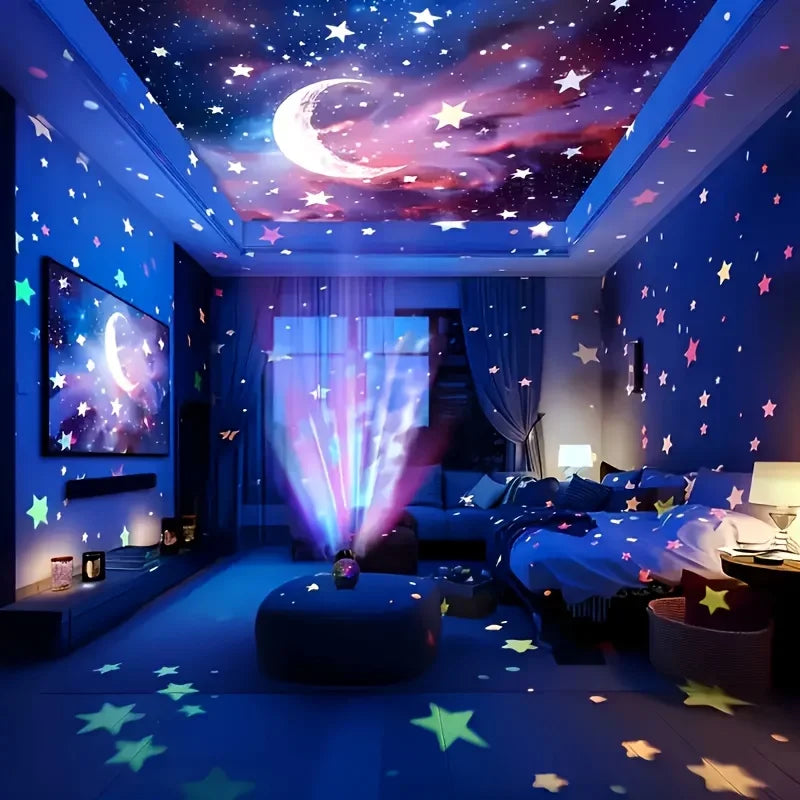 Projecteur Ciel Étoilé & Lune LED – Veilleuse Galaxie Rechargeable pour Chambre Bébé et Enfant