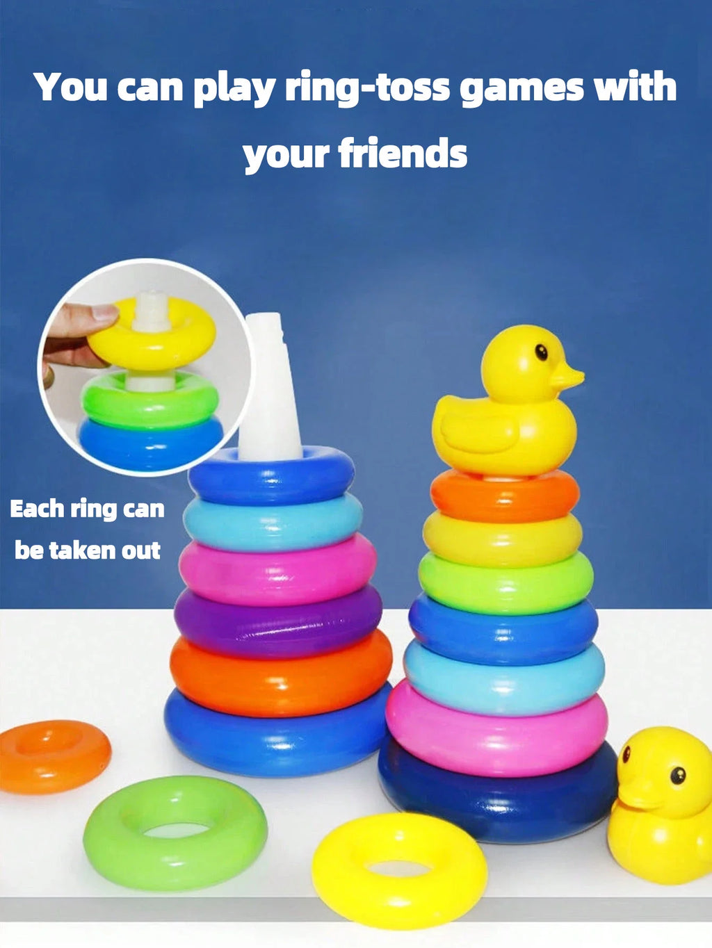 Canard Arc-en-Ciel Montessori à Empiler – Jeu d'Éveil et de Motricité pour Enfants