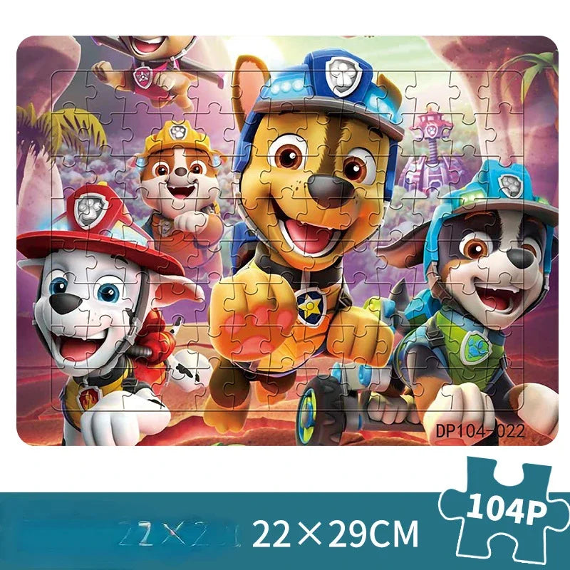 104 pièces Paw Patrol Puzzle pour enfants dessin animé patrouille canine Puzzles jouets éducatifs jeux d'apprentissage garçons filles cadeau