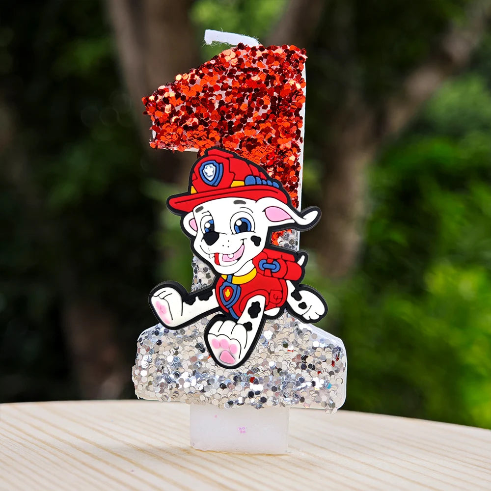 Bougie Paw Patrol 0-9 chiffres, personnage de dessin animé Paw Patrol, gâteau de fête enfichable, décoration de gâteau d'anniversaire, cadeau de réception-cadeau pour bébé
