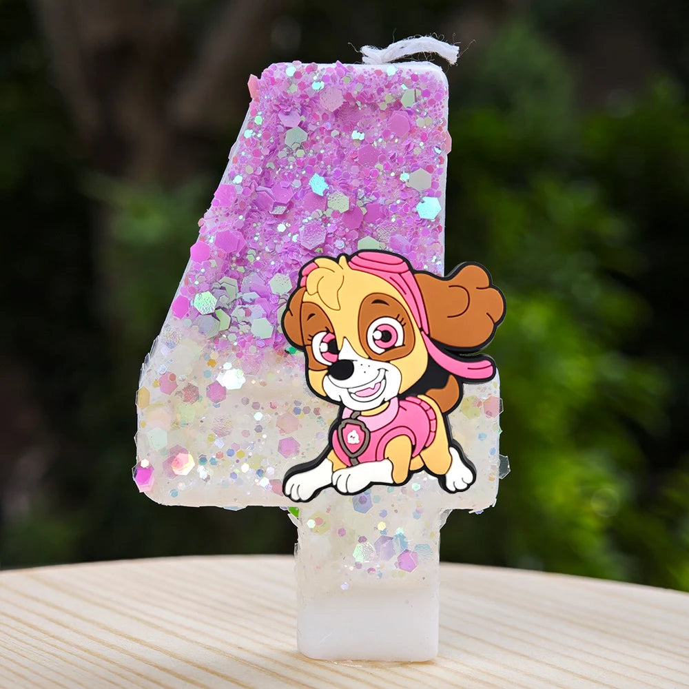 Bougie Paw Patrol 0-9 chiffres, personnage de dessin animé Paw Patrol, gâteau de fête enfichable, décoration de gâteau d'anniversaire, cadeau de réception-cadeau pour bébé