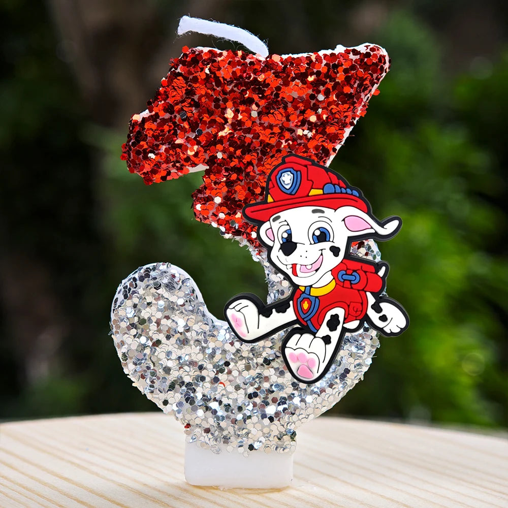Bougie Paw Patrol 0-9 chiffres, personnage de dessin animé Paw Patrol, gâteau de fête enfichable, décoration de gâteau d'anniversaire, cadeau de réception-cadeau pour bébé