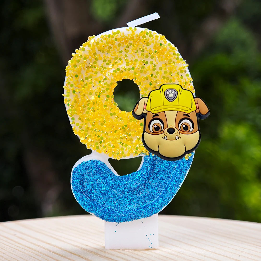 Bougie Paw Patrol 0-9 chiffres, personnage de dessin animé Paw Patrol, gâteau de fête enfichable, décoration de gâteau d'anniversaire, cadeau de réception-cadeau pour bébé