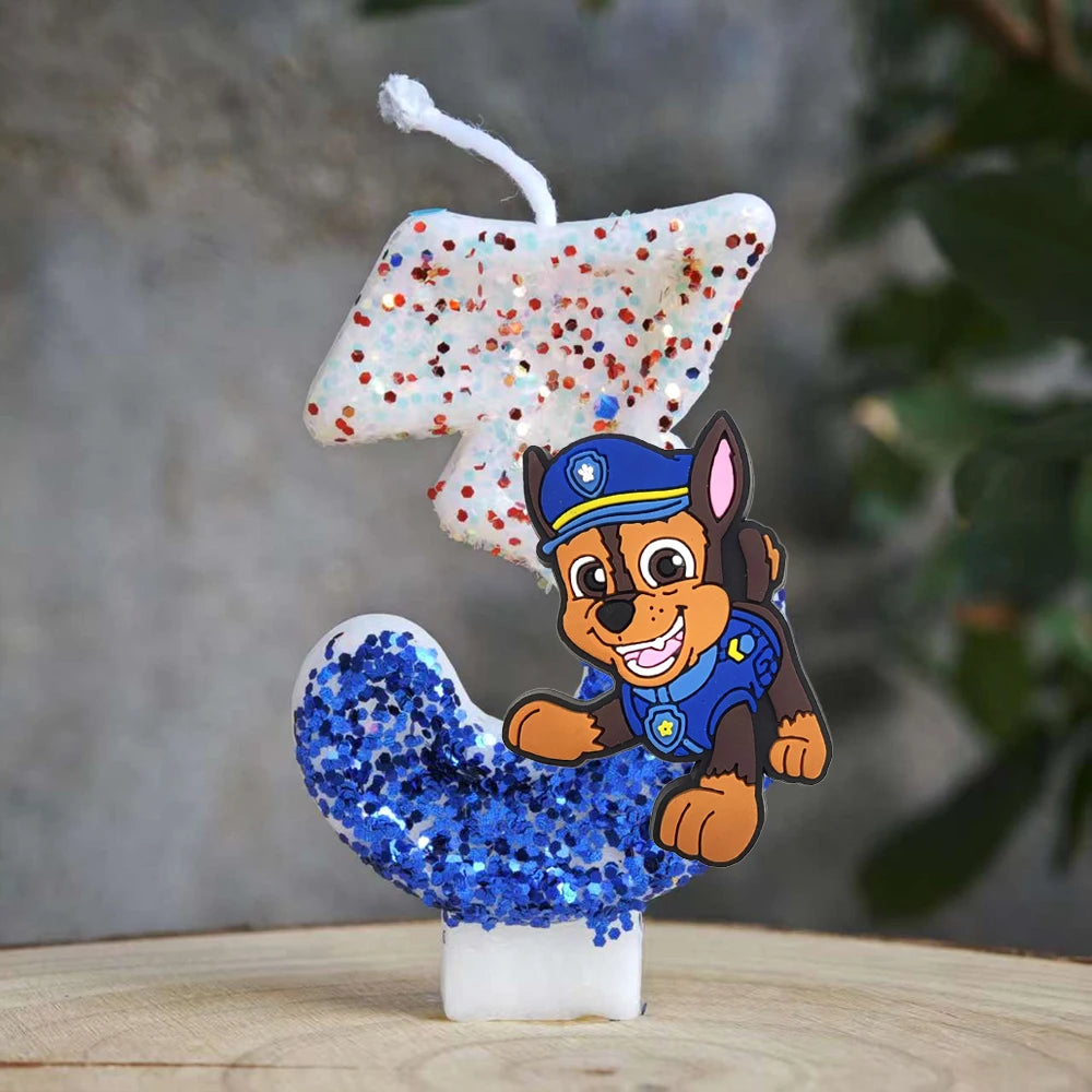 Bougie Paw Patrol 0-9 chiffres, personnage de dessin animé Paw Patrol, gâteau de fête enfichable, décoration de gâteau d'anniversaire, cadeau de réception-cadeau pour bébé