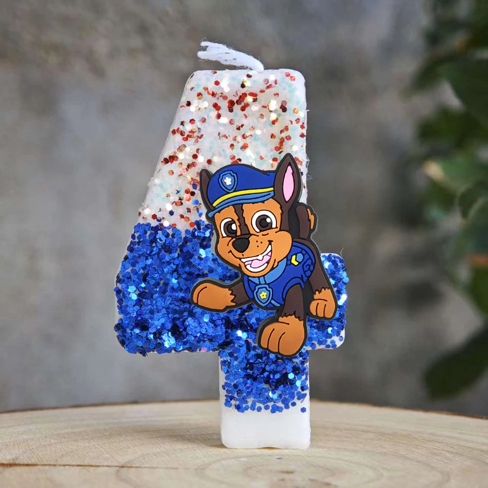 Bougie Paw Patrol 0-9 chiffres, personnage de dessin animé Paw Patrol, gâteau de fête enfichable, décoration de gâteau d'anniversaire, cadeau de réception-cadeau pour bébé
