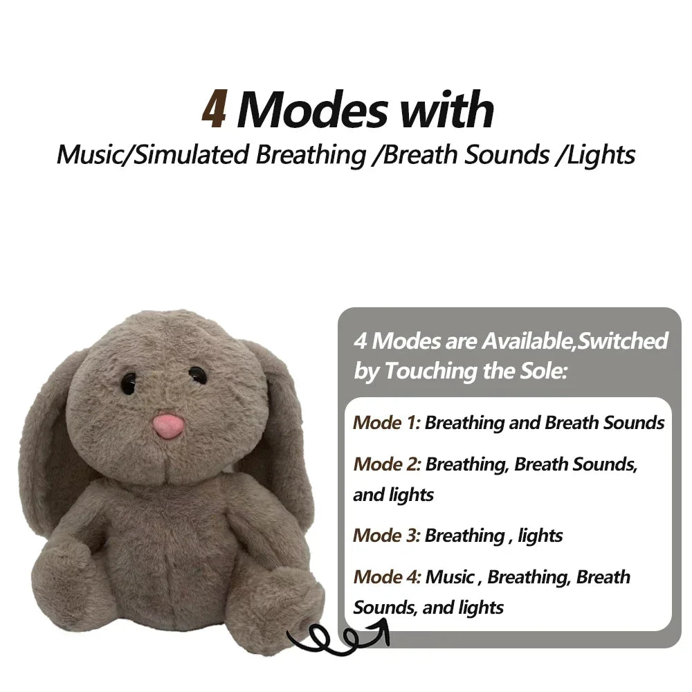 4 Modes bébé respiration apaisant éléphant en peluche poupée jouet comÉléphant Apaisant Respirant 4 Modes – Peluche Réconfortante pour Bébé et Enfant