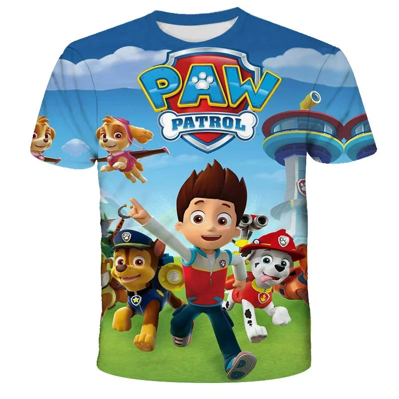 PAW Patrol jouet chien enfants vêtements hauts garçon T-shirt impression 3D pat patrouille t-shirts Anime à manches courtes bébé enfant cadeau d'anniversaire