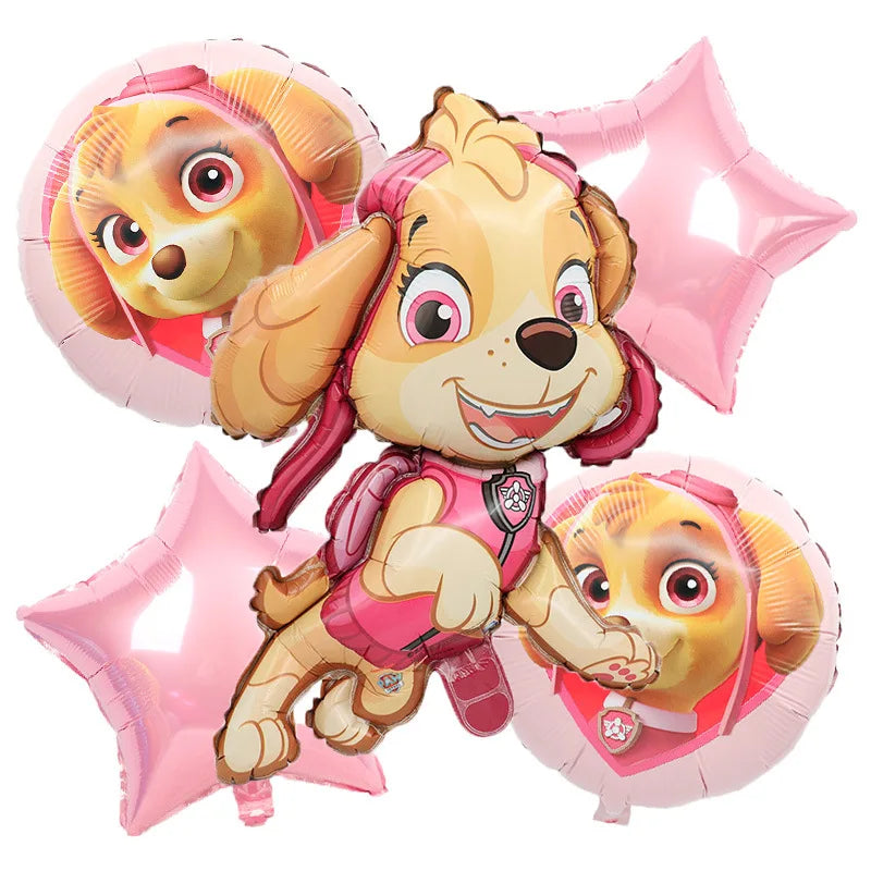 Ensemble de fournitures de fête d'anniversaire Paw Patrol, ballons, toile de fond, assiettes, gobelets, décorations de gâteaux, autocollants Paw Patrol, bannière, cadeaux de fête