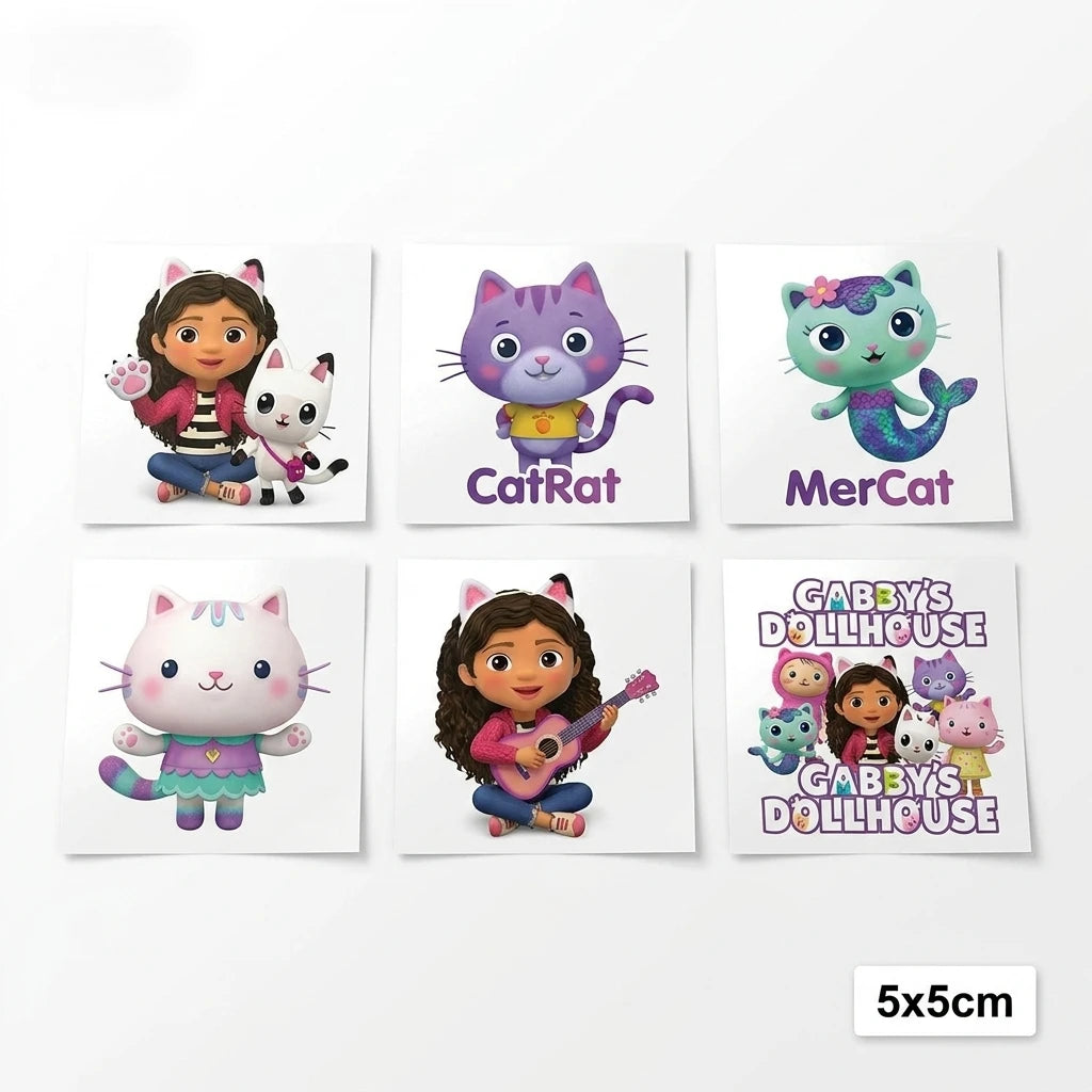 Autocollants temporaires de dessin animé Gabby's Dollhouse, 20 pièces, autocollants mignons pour l'art corporel, jouets de fête Cosplay pour enfants, cadeaux d'anniversaire
