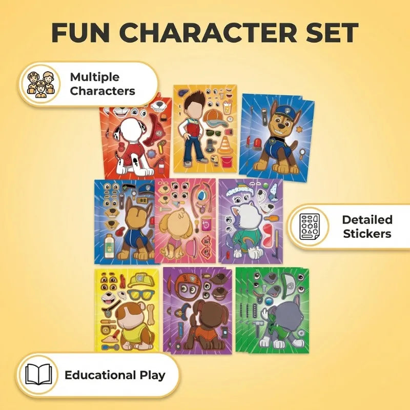 Livre de puzzles autocollants Paw Patrol, 8 pièces, pour enfants, dessin animé, interactif parent-enfant, jouet de bricolage, cadeaux éducatifs pour enfants