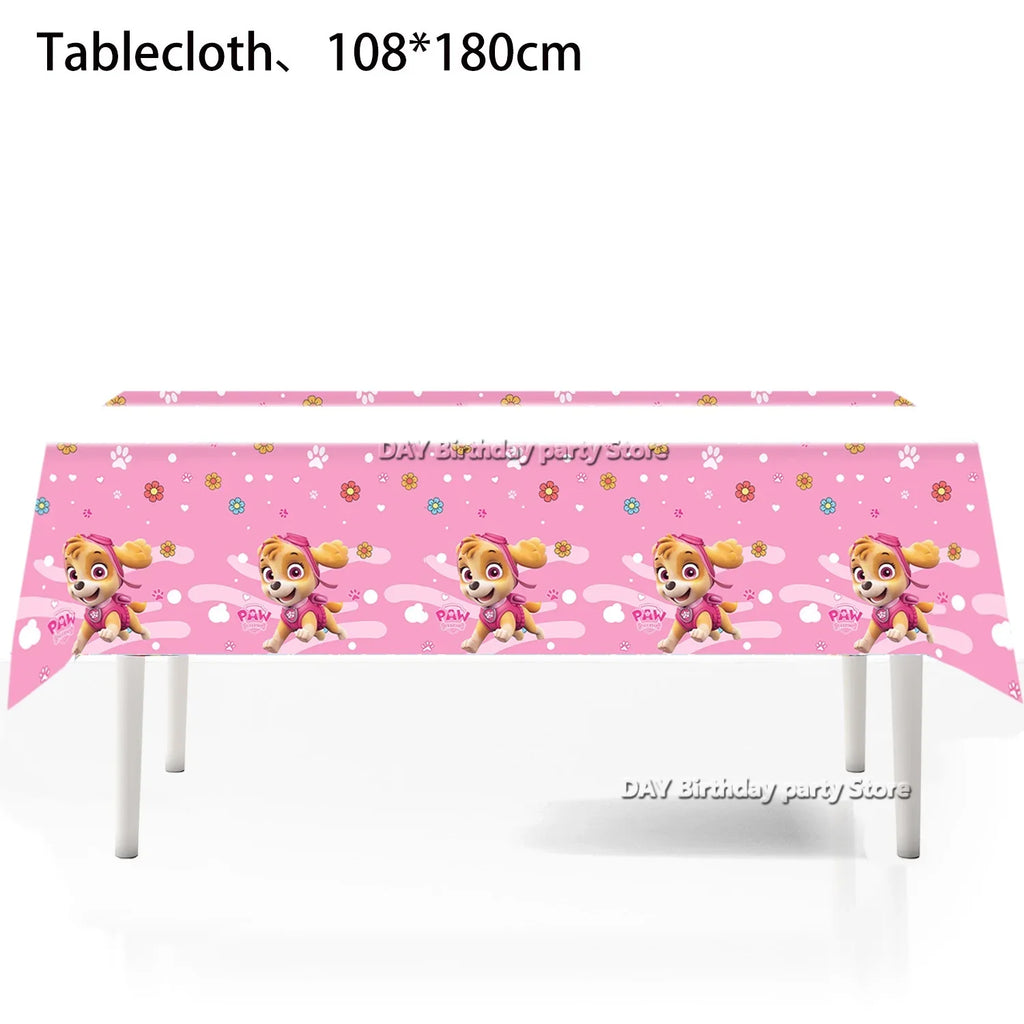 Paw Patrol – nappe d'anniversaire pour chien, décoration pour garçon et fille, réception-cadeau pour bébé, rose et bleu, fournitures de fête, cadeaux