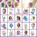 Autocollants temporaires de dessin animé Gabby's Dollhouse, 20 pièces, autocollants mignons pour l'art corporel, jouets de fête Cosplay pour enfants, cadeaux d'anniversaire