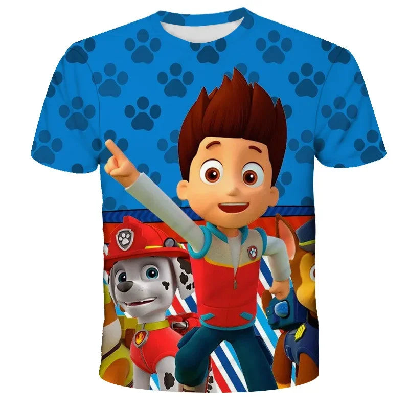 PAW Patrol jouet chien enfants vêtements hauts garçon T-shirt impression 3D pat patrouille t-shirts Anime à manches courtes bébé enfant cadeau d'anniversaire