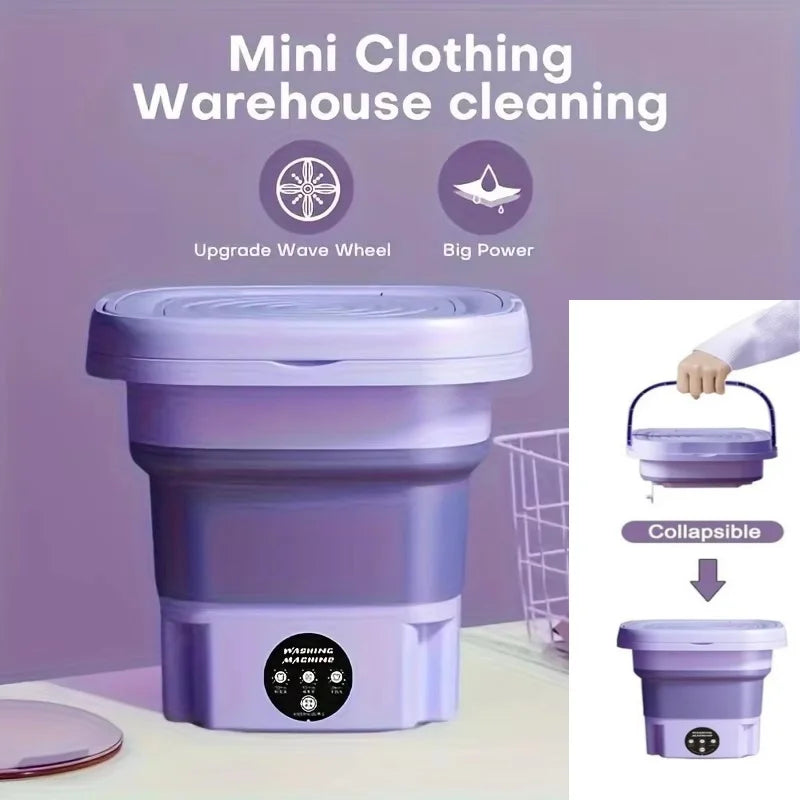 Petite Machine à laver pliable Portable 8l, avec sèche-linge rotatif, pour chaussettes, sous-vêtements, culottes, Mini Machine à laver domestique
