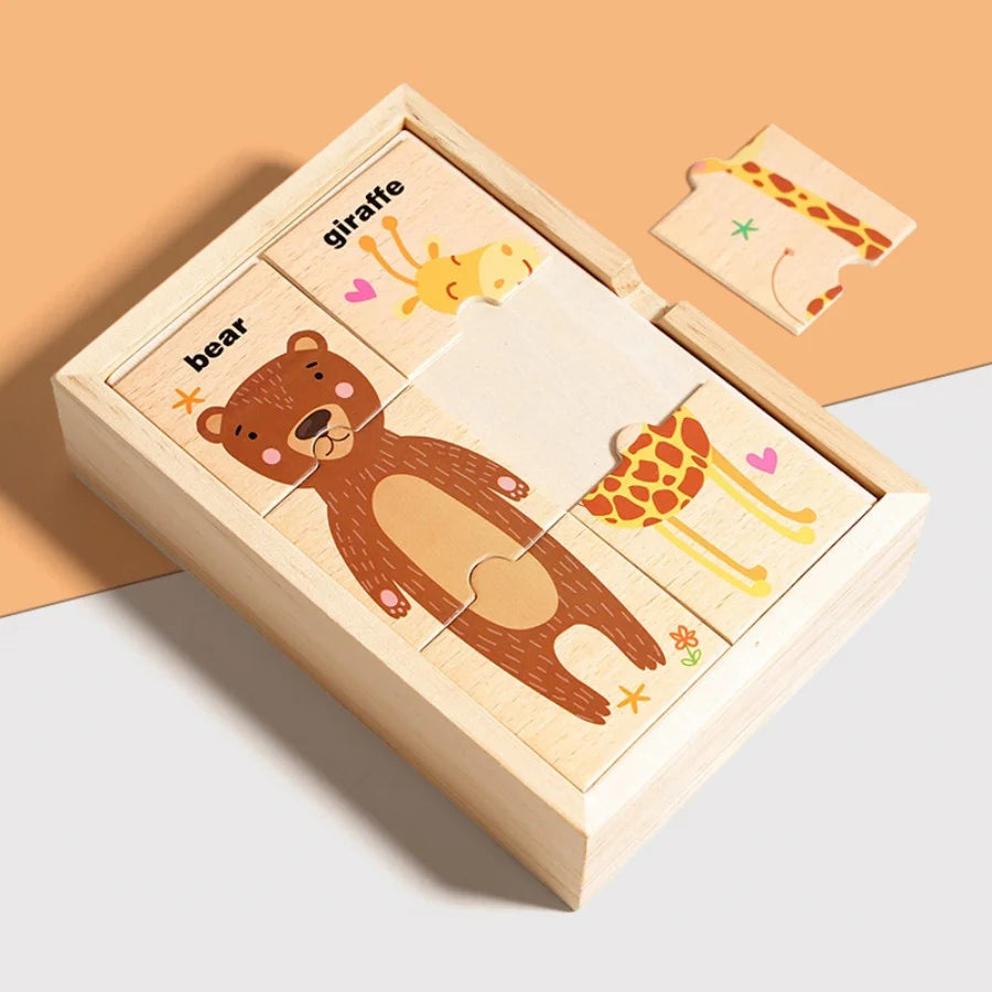 Puzzle Montessori en Bois Animaux – Jeu Éducatif Cognitif et Sensoriel pour Enfants 3 à 6 Ans