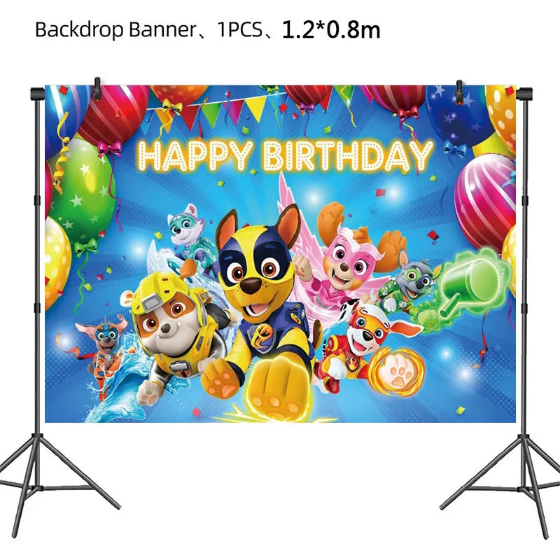 PAW Patrol – décoration de fête d'anniversaire, ensemble de ballons, vaisselle jetable, fournitures pour événements pour enfants, bannière, cadeau d'arrière-plan, nouvelle Version