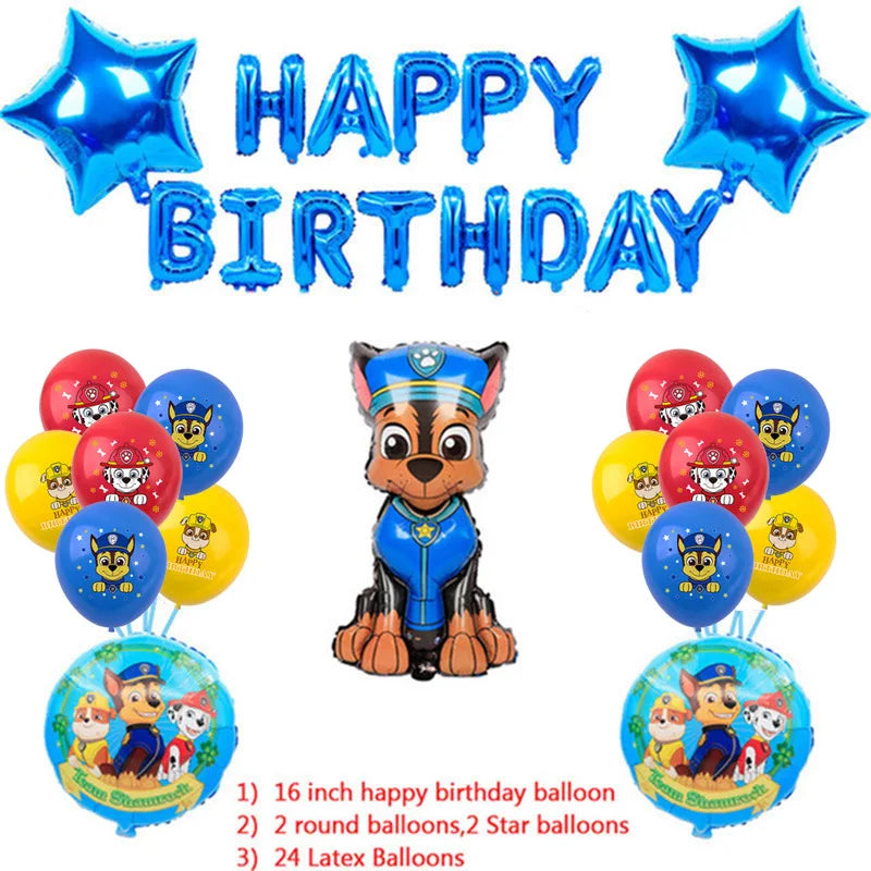 PAW Patrol – décoration de fête d'anniversaire, ensemble de ballons, vaisselle jetable, fournitures pour événements pour enfants, bannière, cadeau d'arrière-plan, nouvelle Version