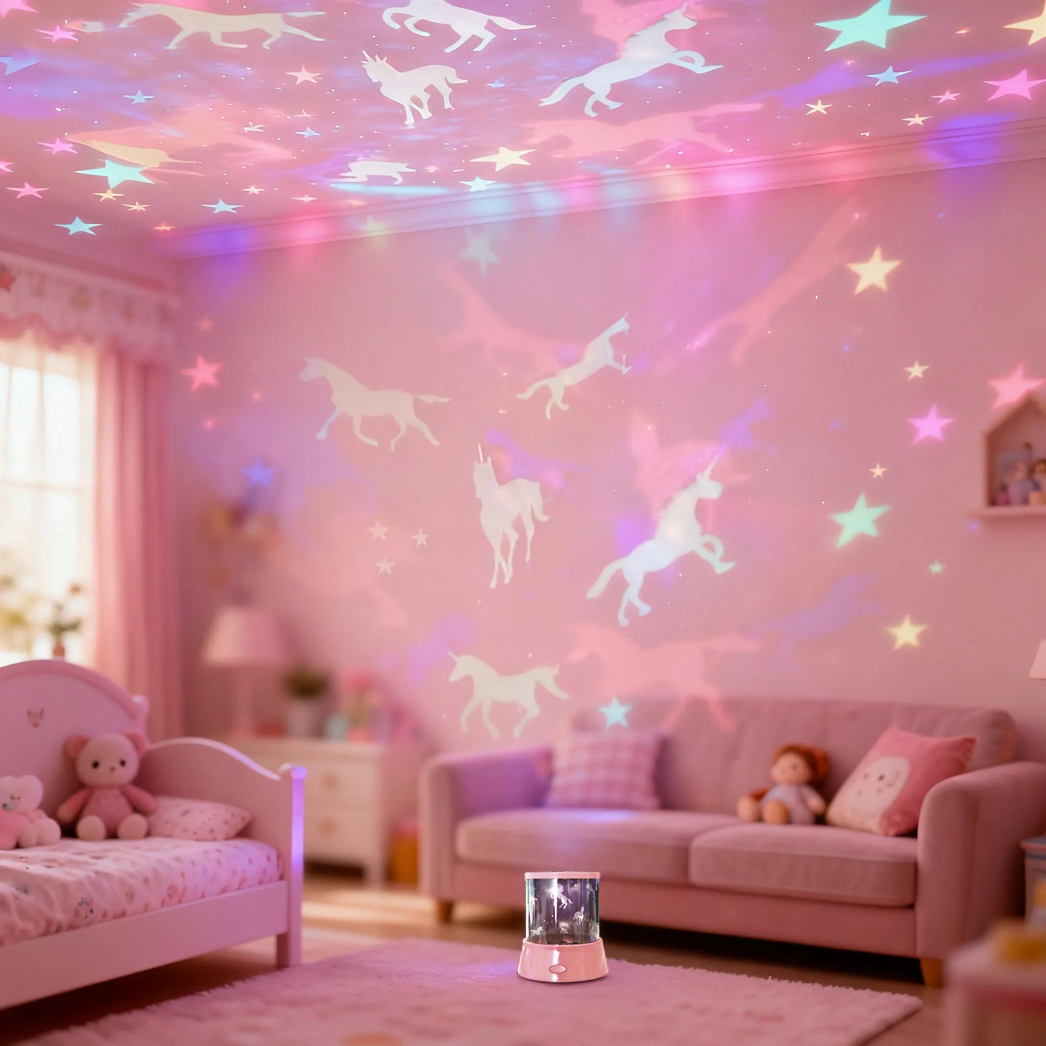 Projecteur Licorne & Étoiles LED 360° – Veilleuse Rotative Ciel Étoilé pour Chambre Bébé et Enfant