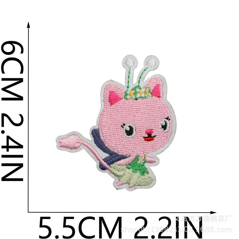 15 pièces Gabby's Dollhouse 3D bricolage Patch tissu autocollants coudre sur broderie patchs Applique fer sur vêtements pantalons décor couture