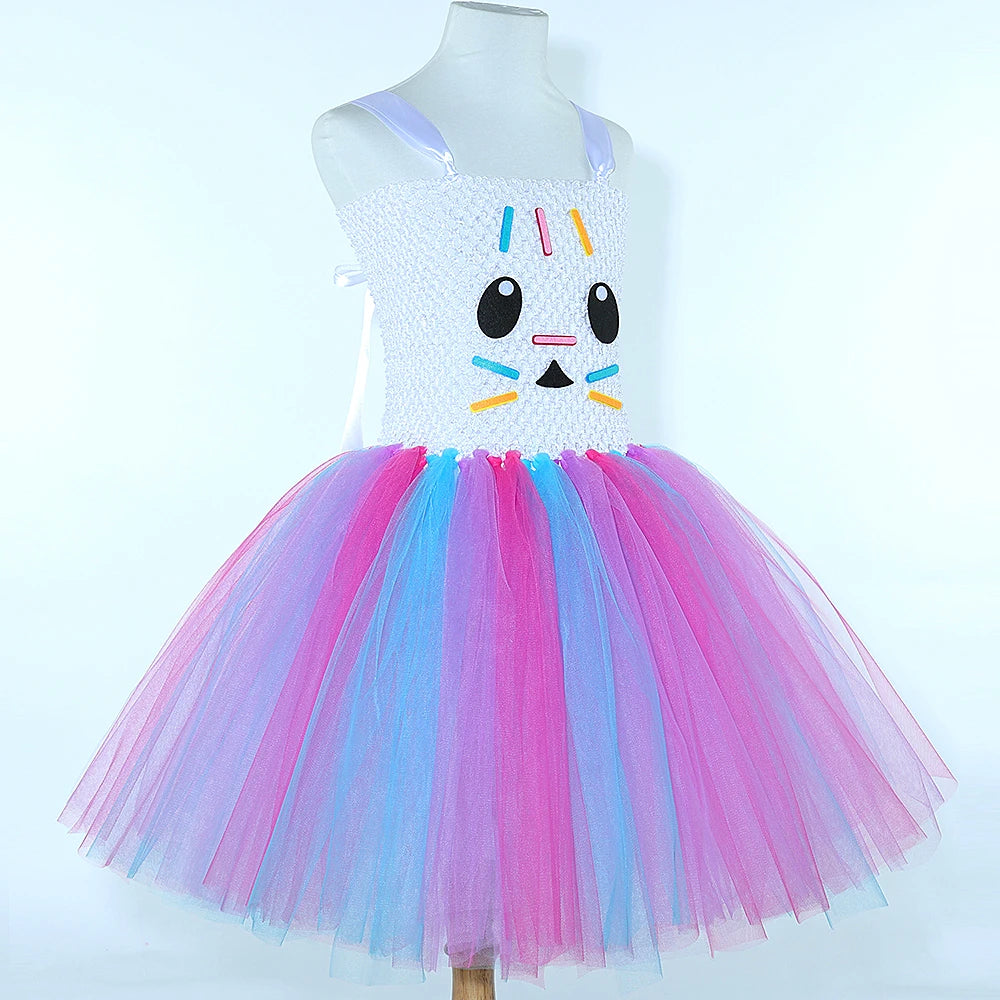 Costumes de chat Gabby mignons pour bébés filles, robe Tutu de chat de dessin animé pour enfants, tenue de Ballet d'anniversaire et de nouvel an avec oreilles, nœud de cheveux