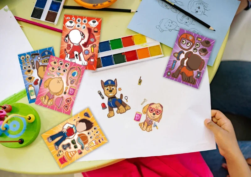 Livre de puzzles autocollants Paw Patrol, 8 pièces, pour enfants, dessin animé, interactif parent-enfant, jouet de bricolage, cadeaux éducatifs pour enfants