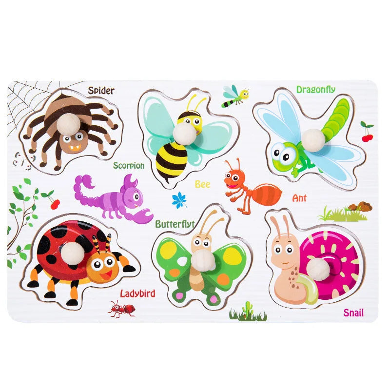 Puzzles en bois Montessori pour bébé, jouets dePuzzle Montessori en Bois pour Bébé – Animaux, Fruits et Véhicules – Jouet Éducatif d’Éveil dès 2 Ans