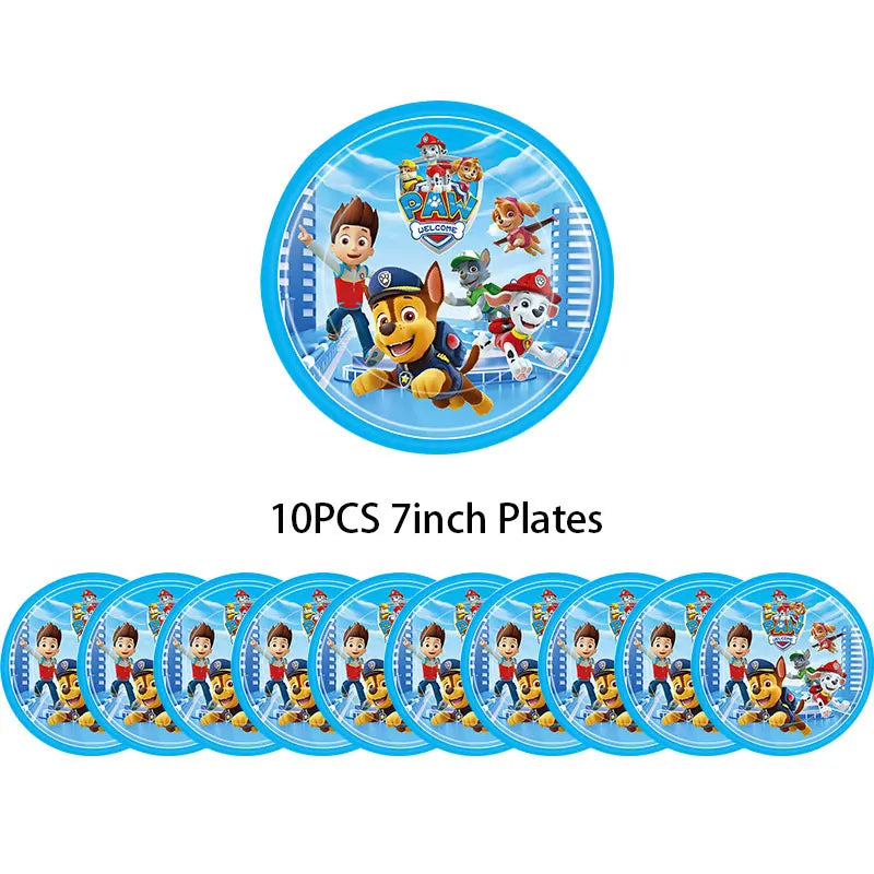 Ensemble de fournitures de fête d'anniversaire Paw Patrol, ballons, toile de fond, assiettes, gobelets, décorations de gâteaux, autocollants Paw Patrol, bannière, cadeaux de fête