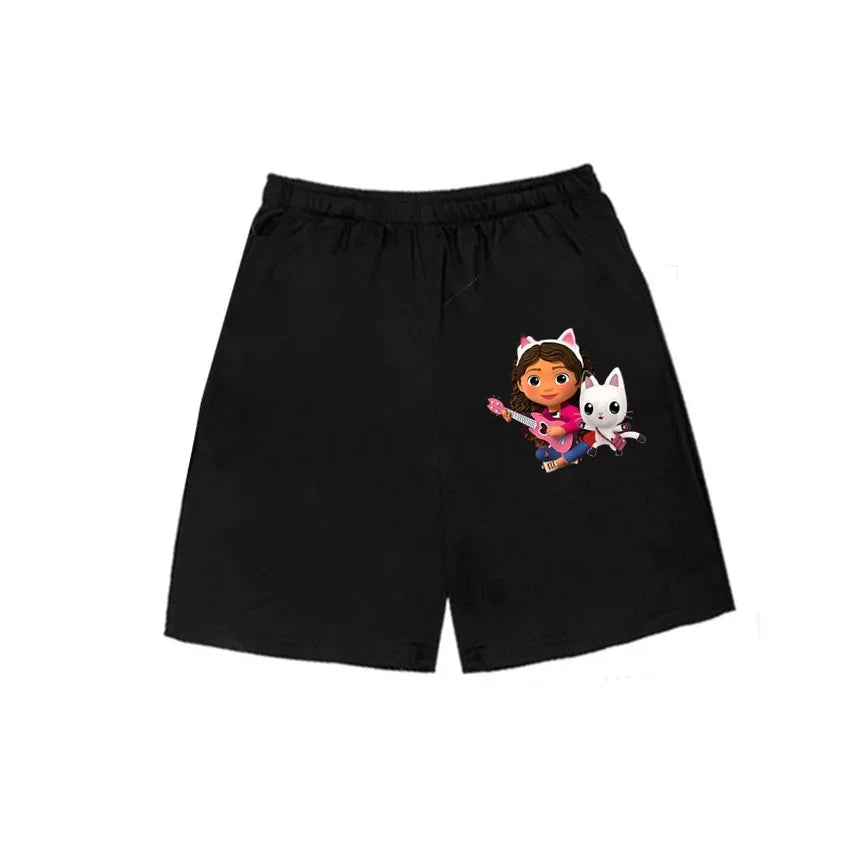 Gabby's Dollhouse T-shirt décontracté d'été à col rond avec imprimé de dessin animé mignon pour enfants de 3 à 14 ans