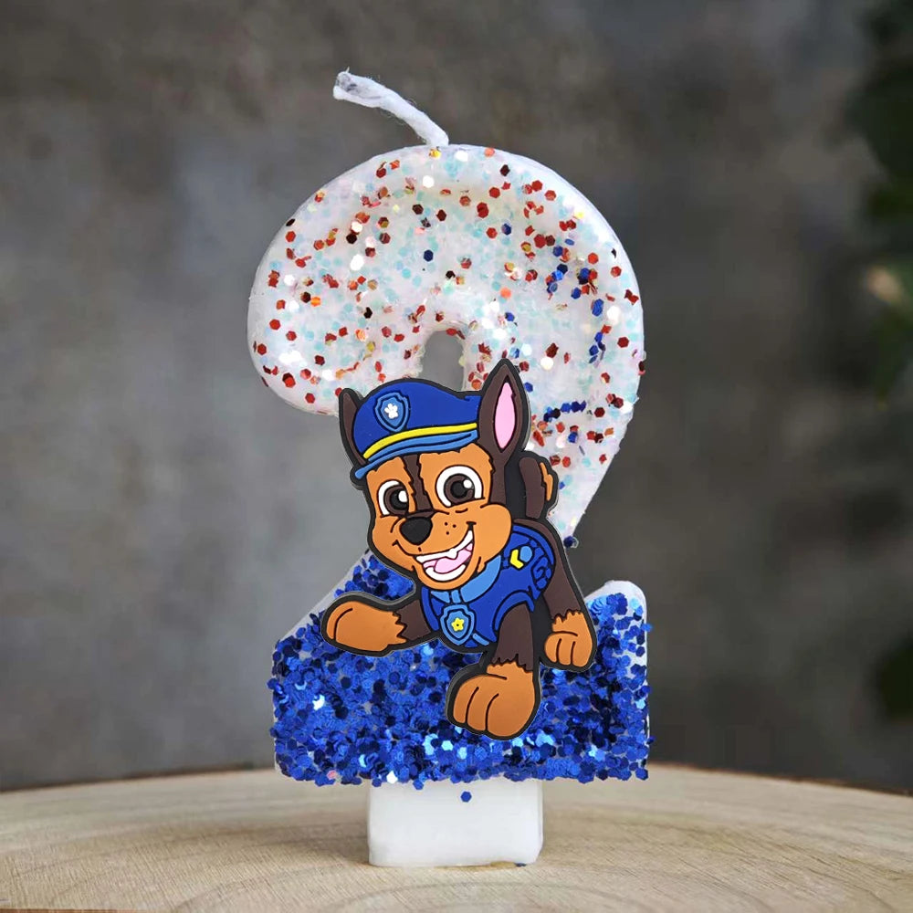Bougie Paw Patrol 0-9 chiffres, personnage de dessin animé Paw Patrol, gâteau de fête enfichable, décoration de gâteau d'anniversaire, cadeau de réception-cadeau pour bébé