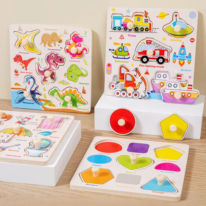 Puzzles en bois Montessori pour bébé, jouets dePuzzle Montessori en Bois pour Bébé – Animaux, Fruits et Véhicules – Jouet Éducatif d’Éveil dès 2 Ans
