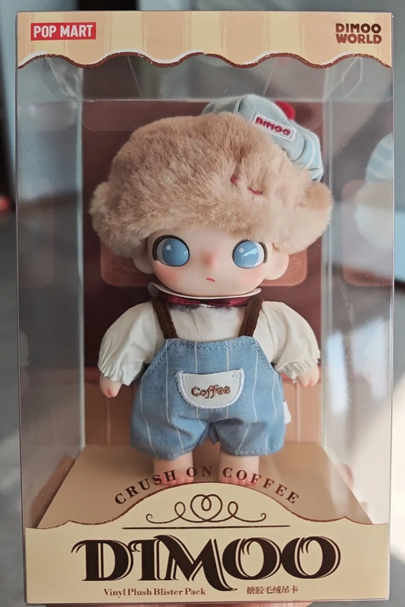 POP MART Thaïlande Édition Limitée DIMOO Little Elephant Crush On Coffee Series Boîte Mystère Figurine Vinyle Porte-clés Carte Suspendue Cadeaux