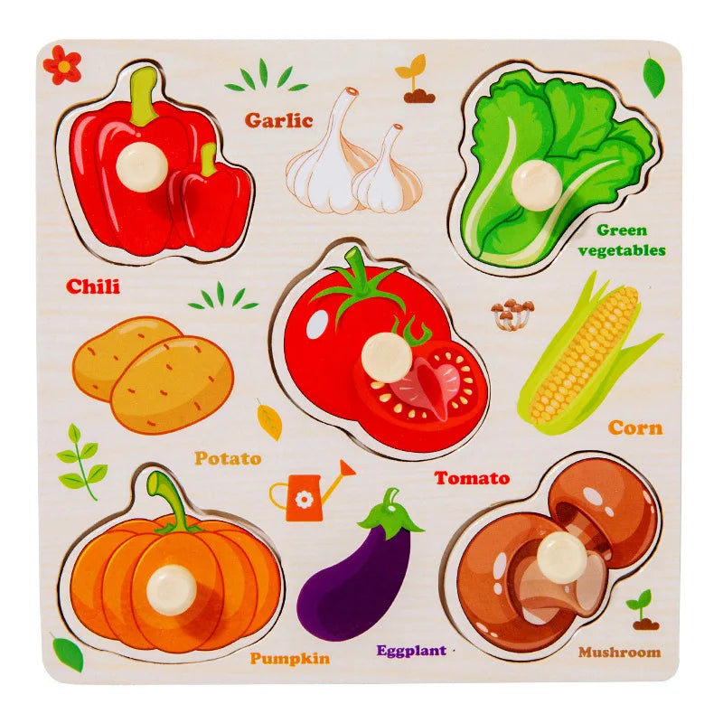 Puzzles en bois Montessori pour bébé, jouets dePuzzle Montessori en Bois pour Bébé – Animaux, Fruits et Véhicules – Jouet Éducatif d’Éveil dès 2 Ans