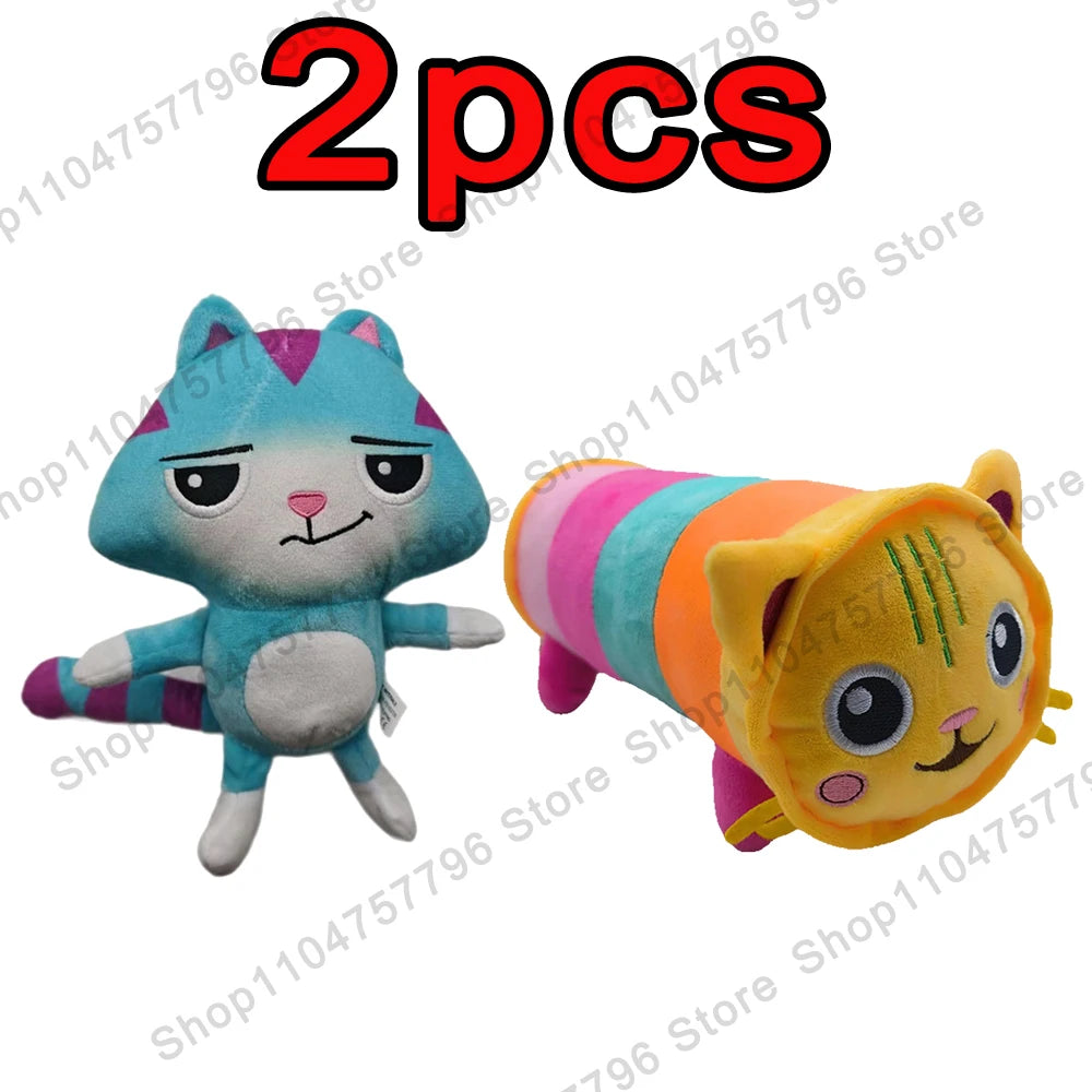 8 pièces Nouveaux porte-clés en peluche Maison de poupée Gabby, animaux en peluche Mercat, chat souriant, chat de voiture, chat câlin, cadeau d'anniversaire pour fille Gaby
