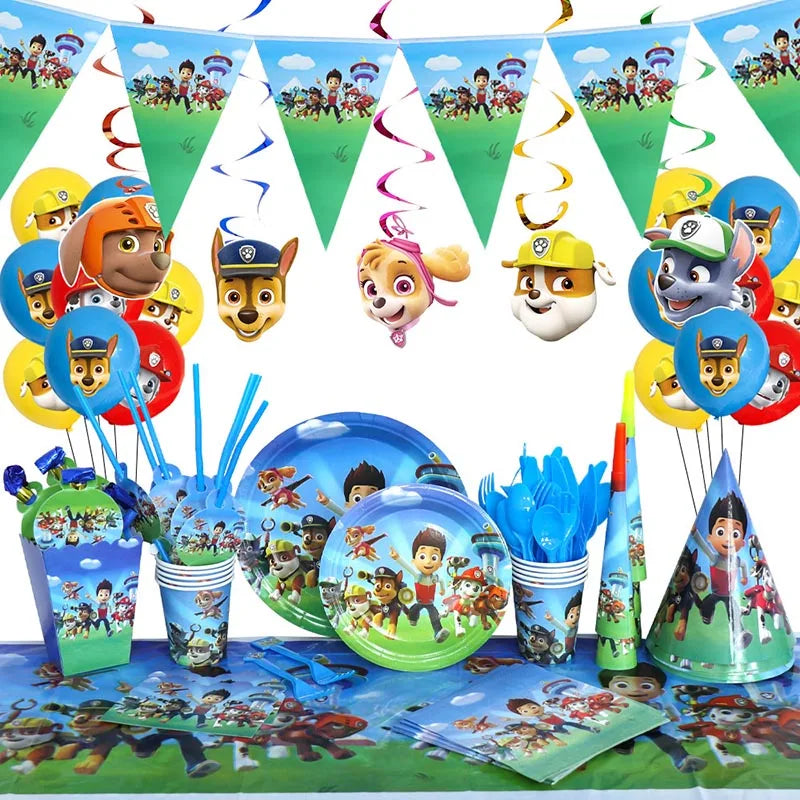 PAW Patrol – décoration de fête d'anniversaire, ensemble de ballons, vaisselle jetable, fournitures pour événements pour enfants, bannière, cadeau d'arrière-plan, nouvelle Version